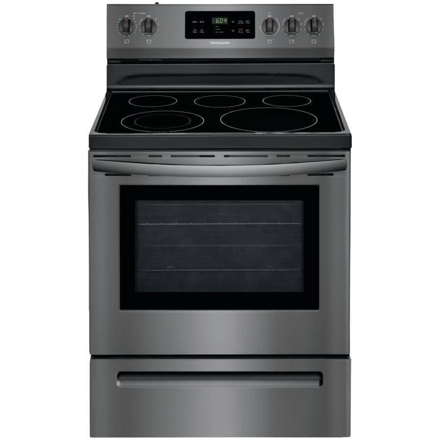 FRIGIDAIRE:30" 5.3 cu. ft. Freestanding Smooth Top Electric Range (CFEF3054TD) - Self-Cleaning, Black Stainless Steel