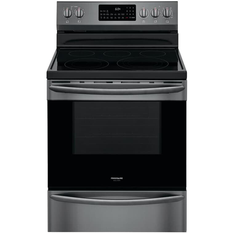 30" 5.7 cu. ft. Freestanding Smooth Top Electric Range (GCRE306CAD) - with Air Fry, Black Stainless Steel