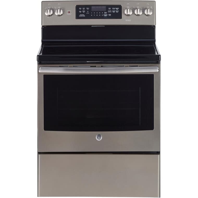 30" 5.0 cu. ft. Freestanding Smooth Top Electric Convection Range (JCB840EKES) - Self-Cleaning, Slate