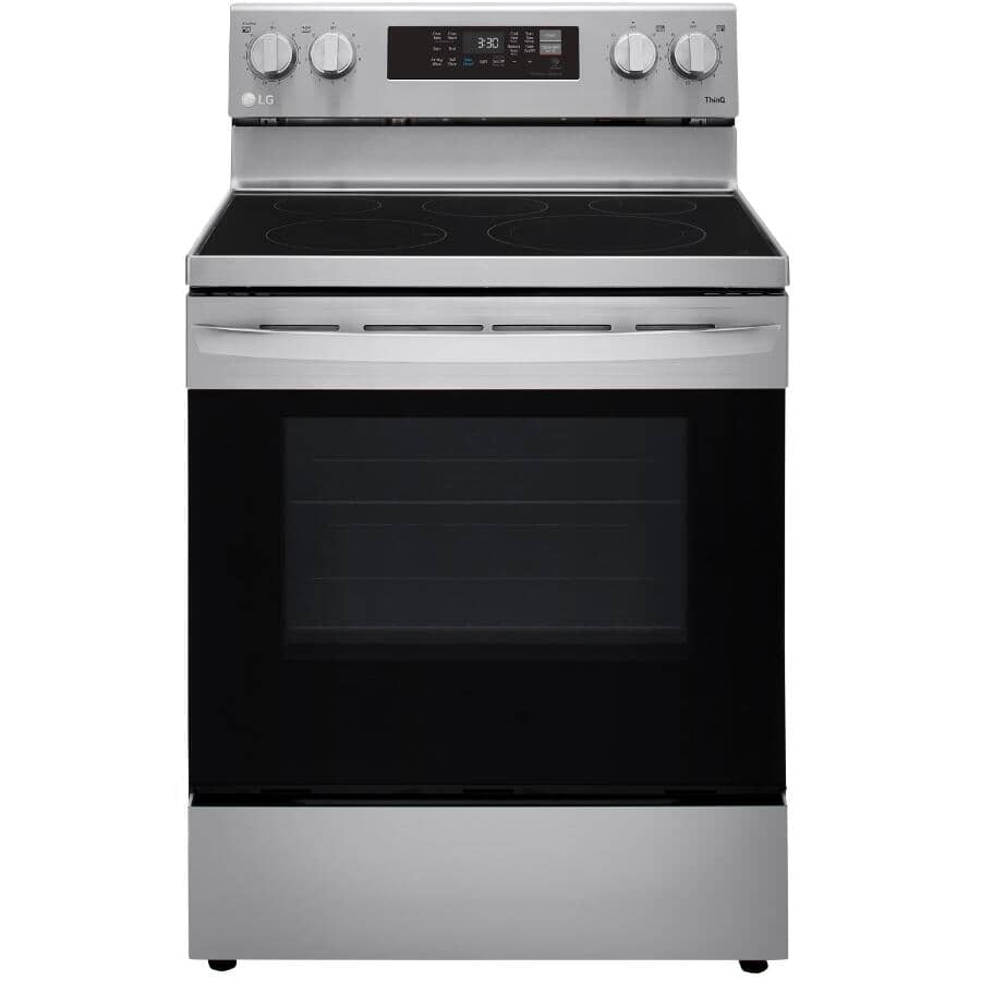 LG:30" 6.3 cu. ft. Freestanding Smooth Top Electric Convection Range (LREL6323S) - with Air Fry + Easy Clean + Stainless Steel