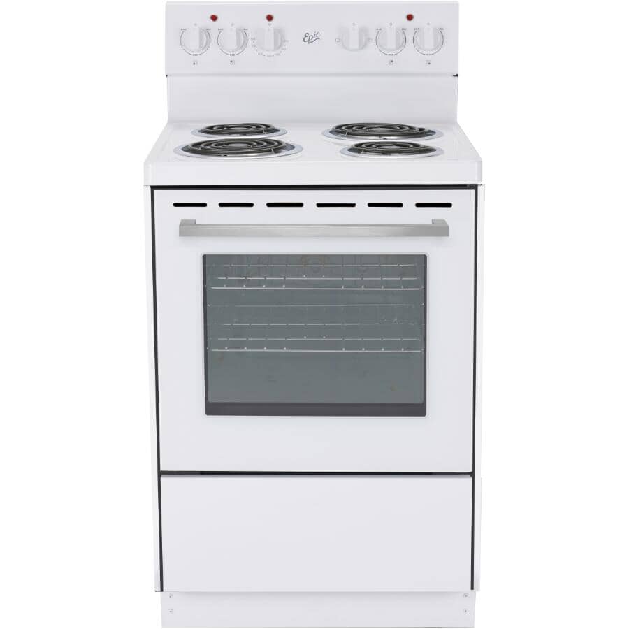 EPIC:24" 2.7 cu. ft. Freestanding Coil Top Electric Range (EER239W-2) - Manual Clean, White
