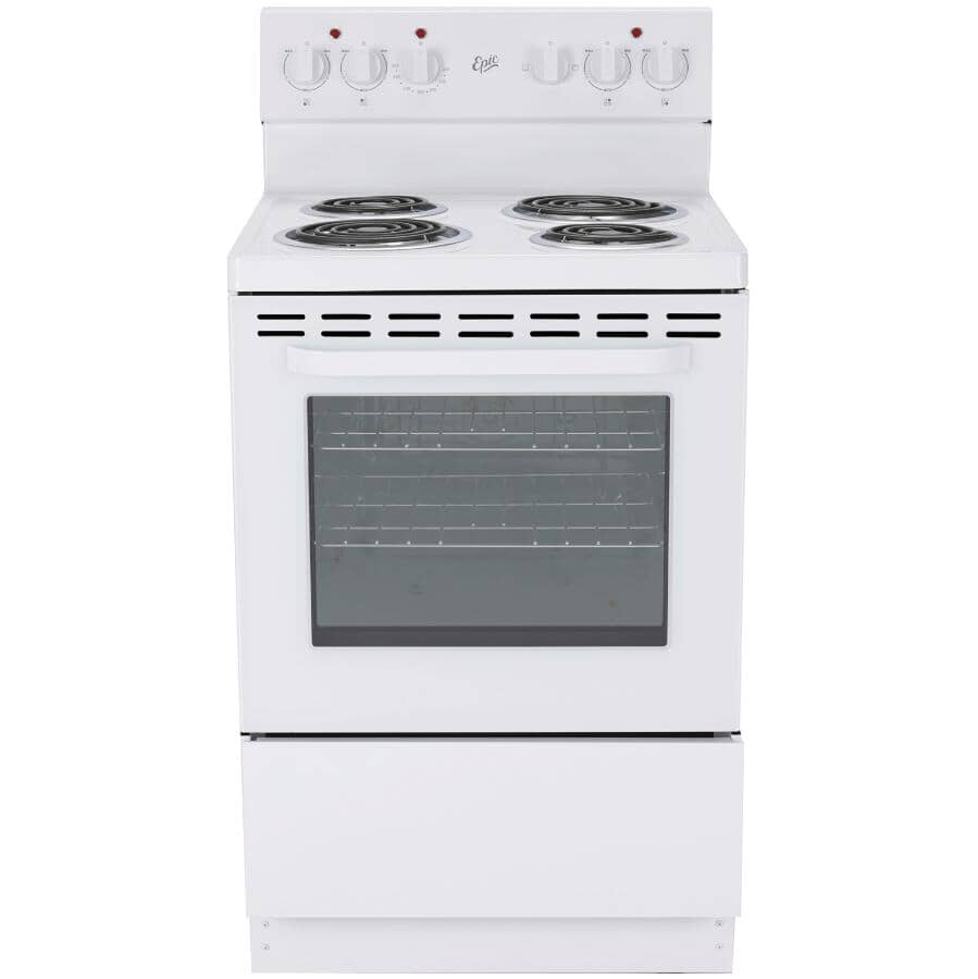 EPIC:24" 2.7 cu. ft. Freestanding Coil Top Electric Range (EER238W) - with CTL Technology + Manual Clean, White