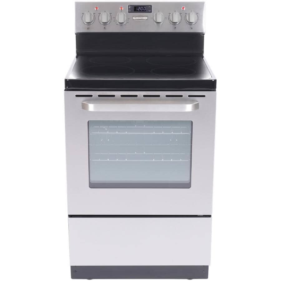 MARATHON:24" 2.7 cu. ft. Freestanding Smooth Top Electric Range (MER245SS-2) - Manual Clean, Stainless Steel