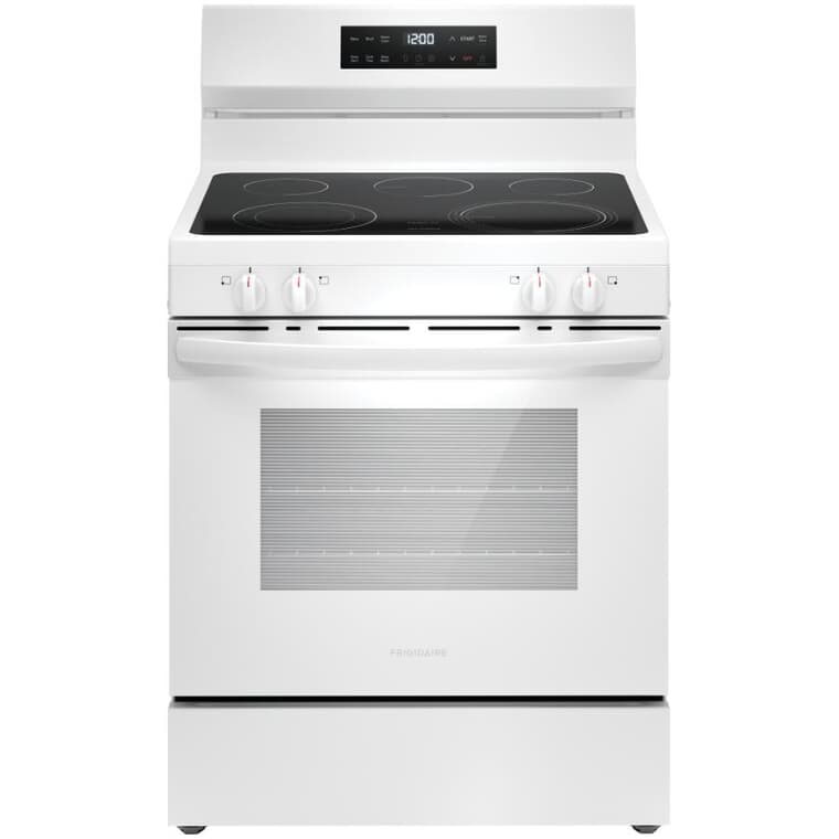 30" 5.3 cu. ft. Freestanding Smooth Top Electric Range with Even Temp (FCRE306CAW) - Self Cleaning, White