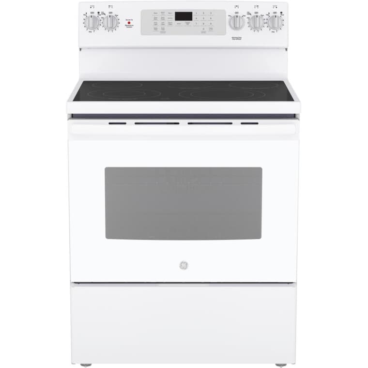 30" 5.0 cu. ft. Freestanding Smooth Top Electric Convection Range with No-Preheat Air Fry (JCB840DVWW) - White