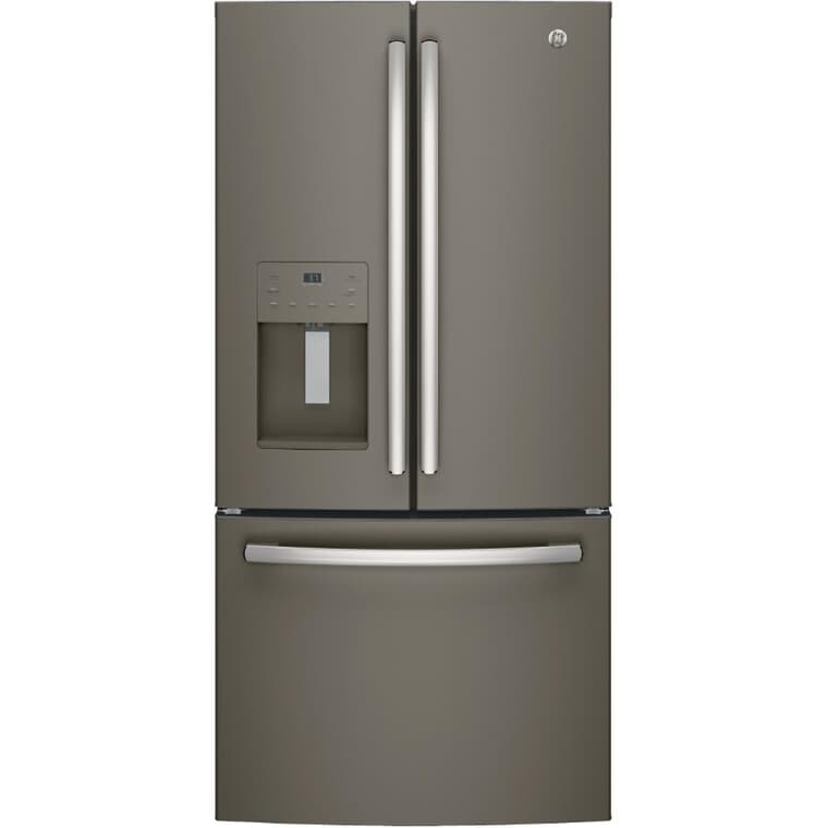 Réfrigérateur à porte française à congélateur inférieur (PFE24HMLKES), ardoise, 23,5 pi3