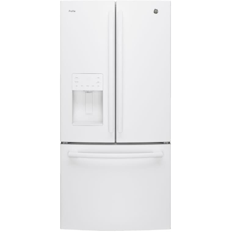 Réfrigérateur à porte française à congélateur inférieur (PFE24HGLKWW), blanc, 23,8 pi3