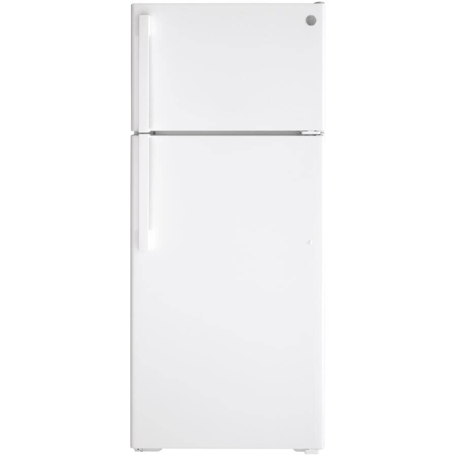 GE:28" 17.5 cu. ft. Top Freezer Refrigerator (GTE18DTNRWW) - White