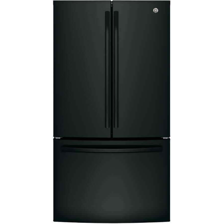 GE:36" 27 cu. ft. French Door Bottom Freezer Refrigerator (GNE27JGMBB) - High Gloss Black