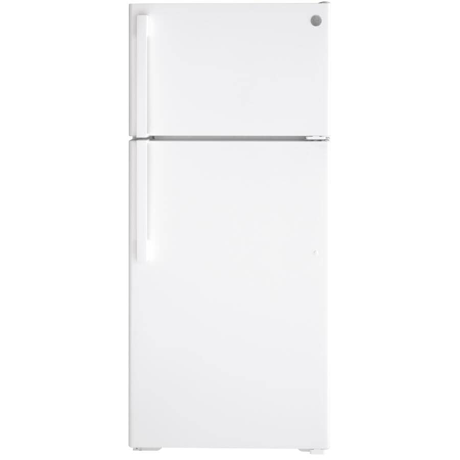 GE:28" 16.6 cu. ft. Top Freezer Refrigerator (GTE17DTNRWW) - White