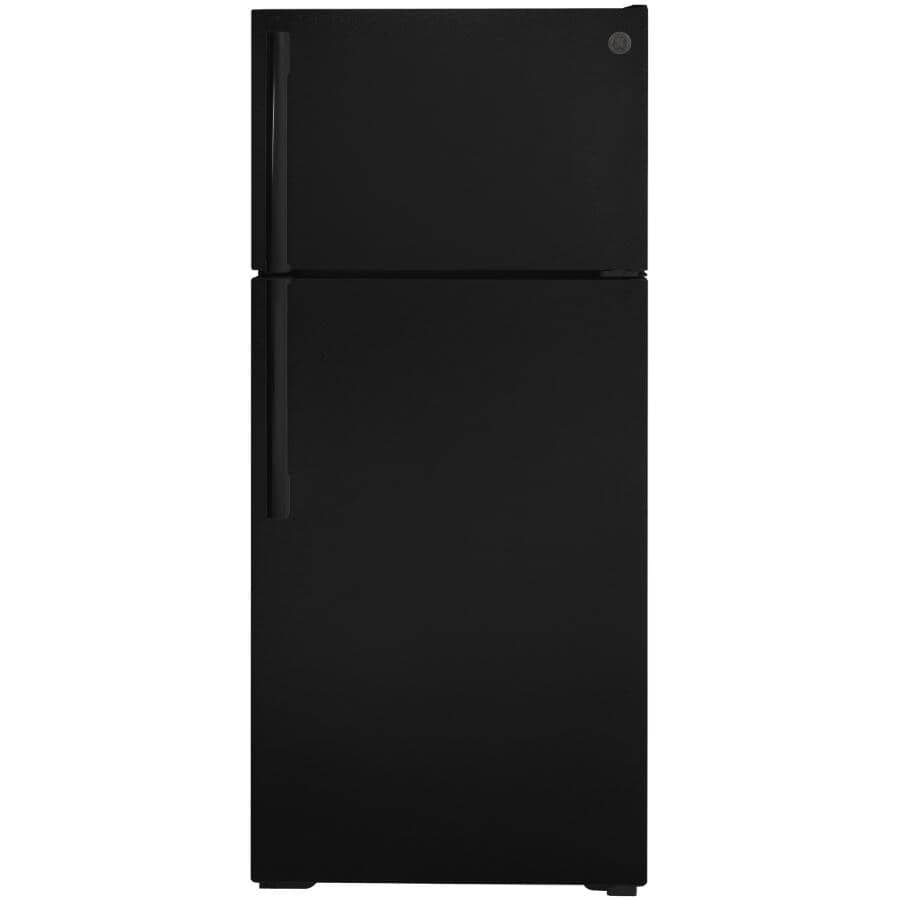 GE:28" 16.6 cu. ft. Top Freezer Refrigerator (GTE17GTNRBB) - Black