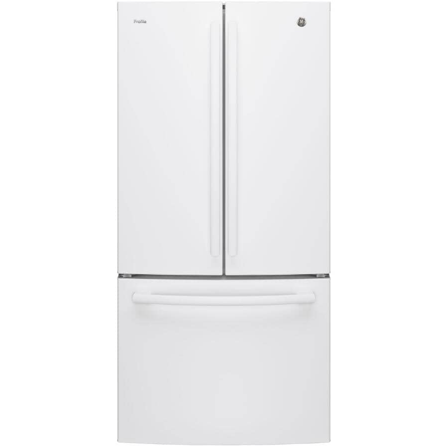 GE:33" 24.5 cu. ft. French Door Bottom Freezer Refrigerator (PNE25NGLKWW) - White