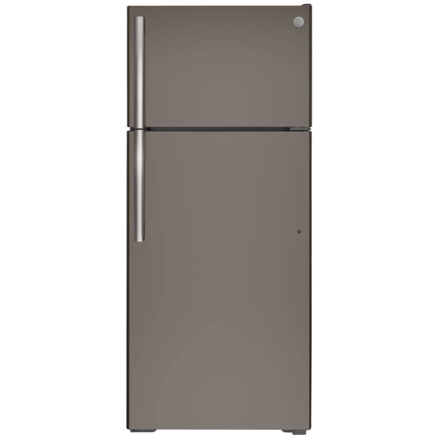 GE:28" 17.5 cu. ft. Top Freezer Refrigerator (GTE18GMNRES) - Slate