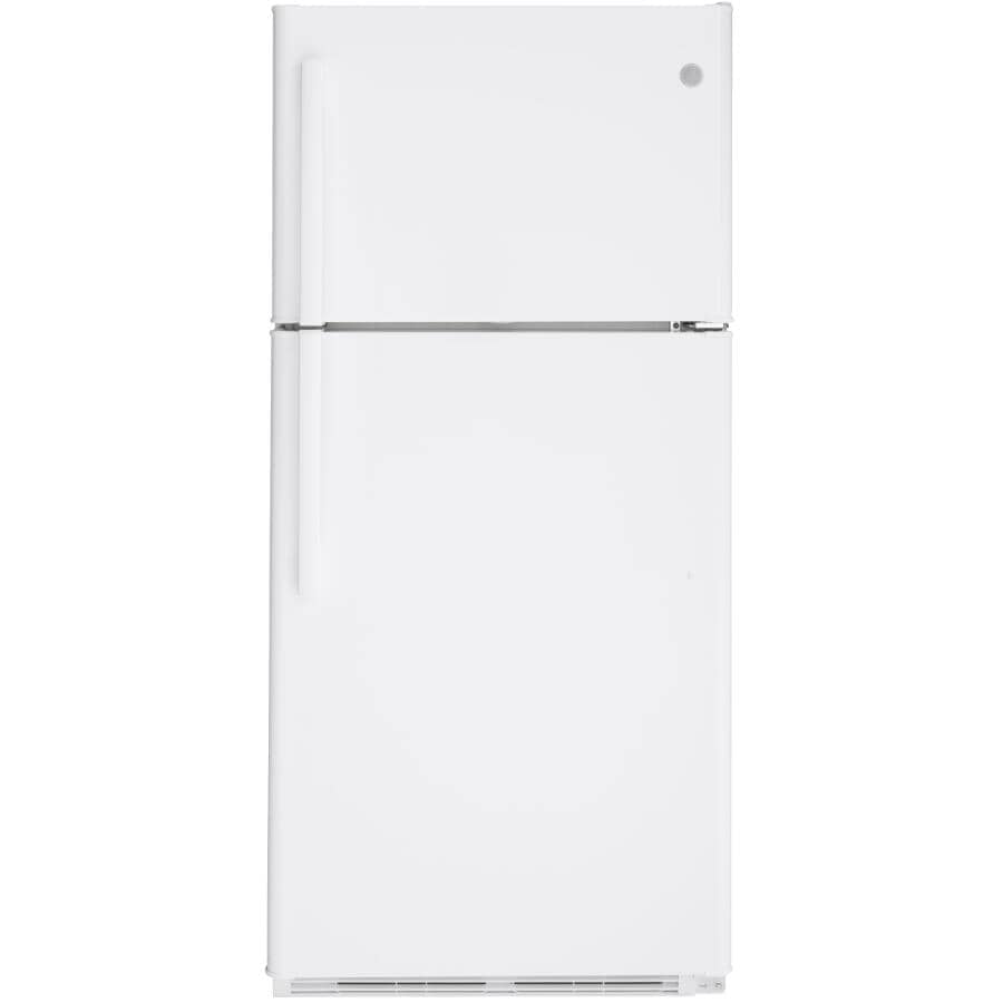 GE:30" 18 cu. ft. Top Freezer Refrigerator (GTS18FTLKWW) - with Reversible Door, White