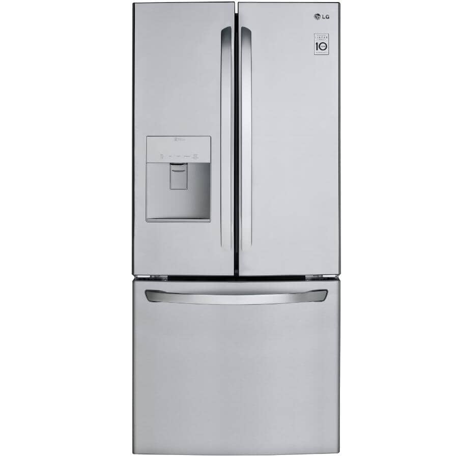 LG:30" 21.8 cu. ft. French Door Bottom Freezer Refrigerator with Water Dispenser (LRFWS2200S) - Smudge Resistant Stainless Steel