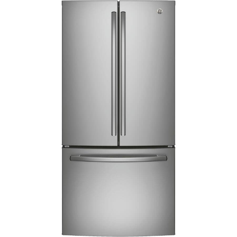 GE:33" 24.8 cu. ft. French Door Bottom Freezer Refrigerator (GNE25DYRKFS) - Fingerprint Resistant Stainless Steel