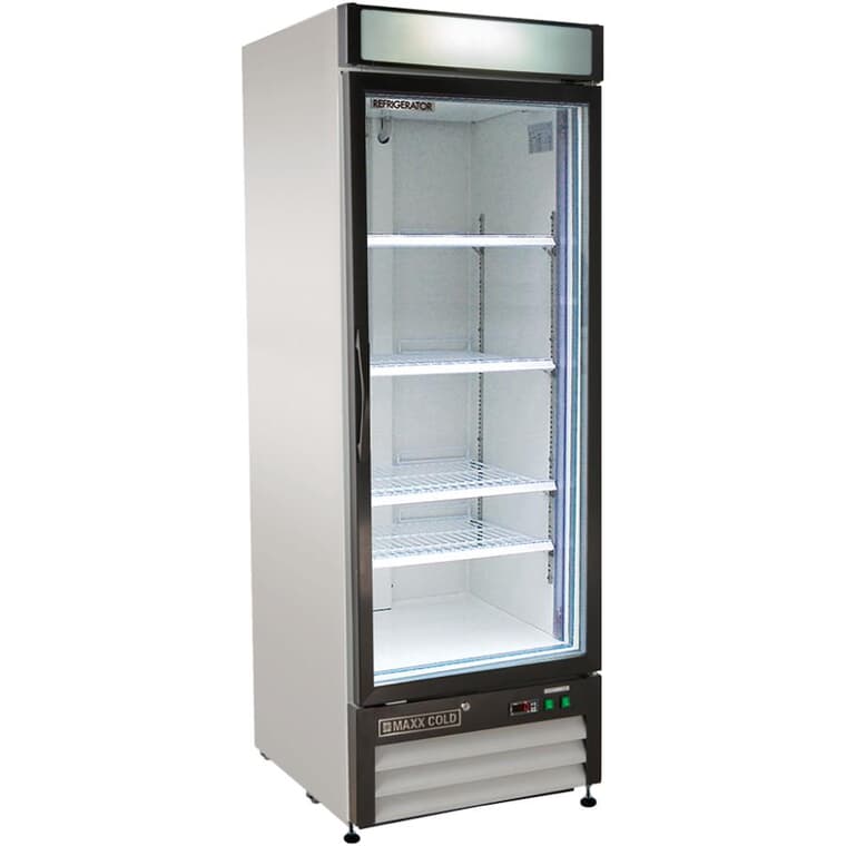 Réfrigérateur de qualité commerciale (MXM1-23R), acier inoxydable, 1 porte en verre, 23 pi3
