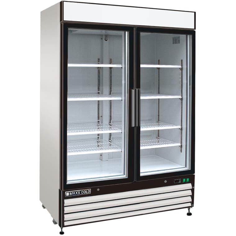Réfrigérateur de qualité commerciale (MXM2-48R), acier inoxydable blanc, 2 portes en verre, 48 pi3