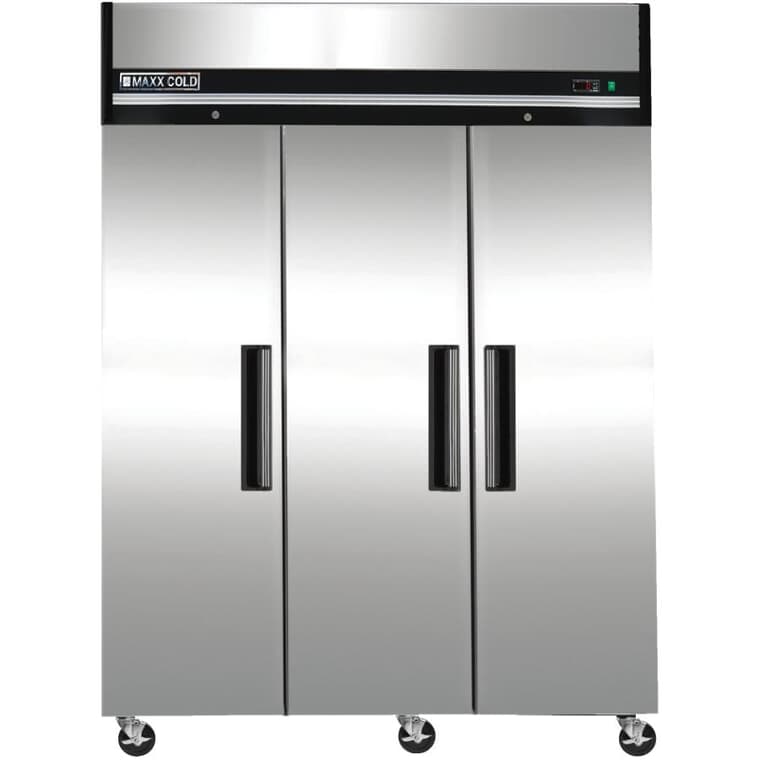 Commercial Grade Vertical Freezer (MXCF-72FD) - Stainless Steel, 3 Doors, 72 cu. ft.