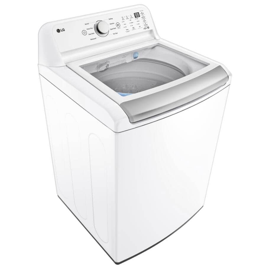 LG:27" 5.6 cu. ft. Top Load Washer (WT7155CW) - with 4-Way Agitator, White