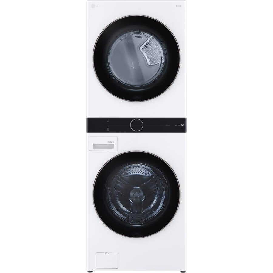 LG:27" Washtower 5.2 cu. ft. Front Load Washer & 7.4 cu. ft Electric Dryer (WKE100HWA) - White
