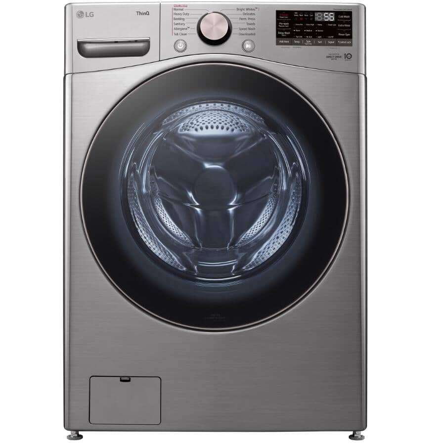 LG:27" 5.2 cu. ft. Ultra Large Capacity Front Load Washer (WM3850HVA) - with AI DD™, Graphite Steel