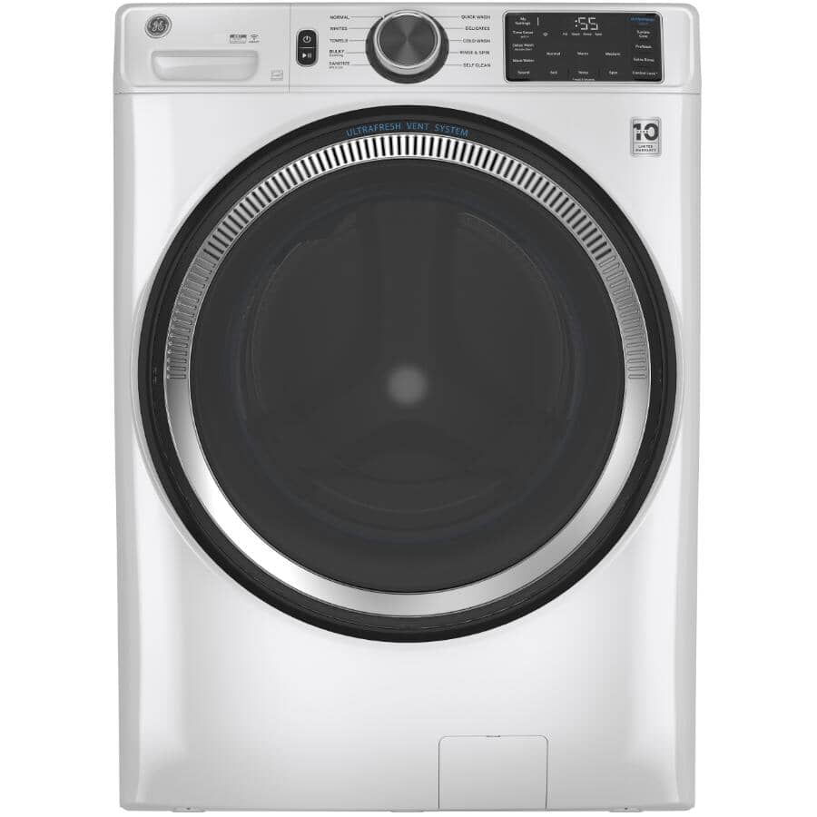 GE:28" 5.5 cu. ft. Front Load Steam Washer (GFW550SMNWW) - White