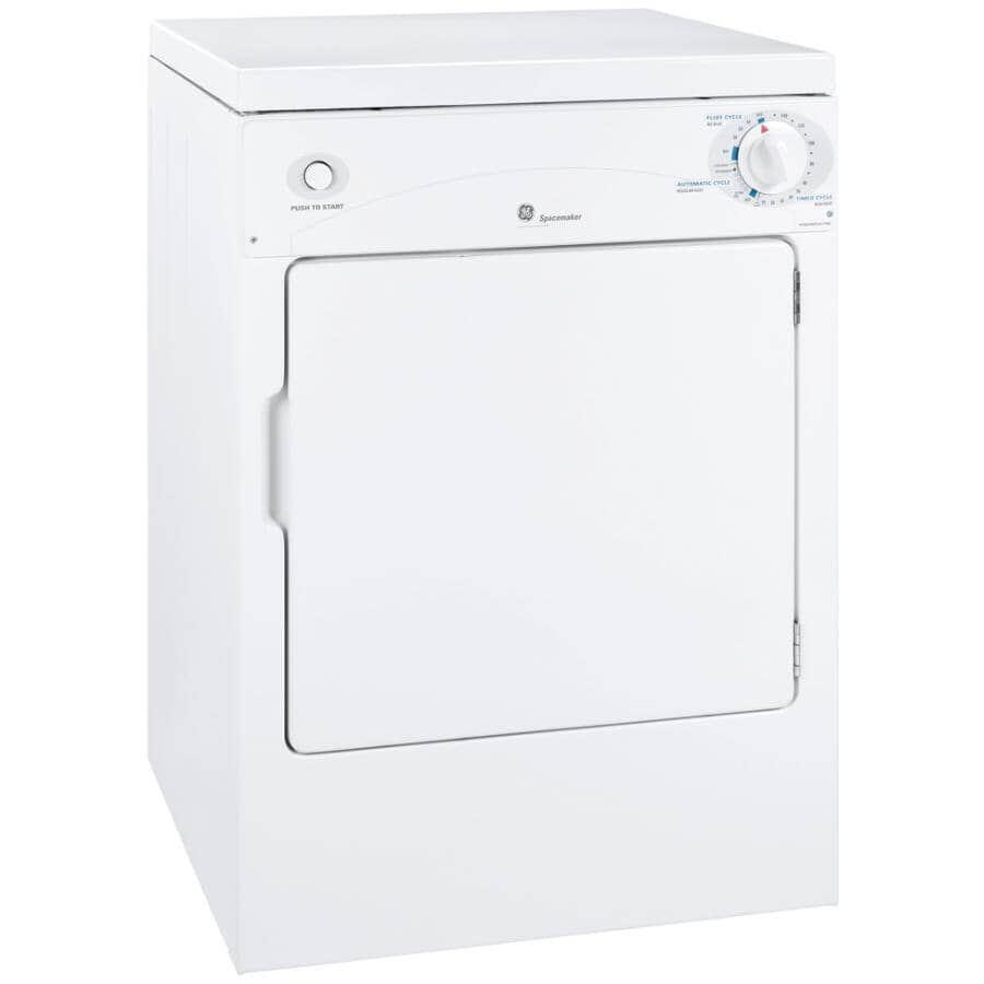 GE:24" 3.6 cu. ft. Electric Compact Dryer (PSKP333EBWW) - with 3 Dry Cycles, White