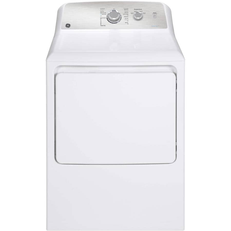 GE:27" 7.2 cu. ft. Top Load Gas Dryer (GTD40GBMRWS) - with Sanifresh Cycle, White