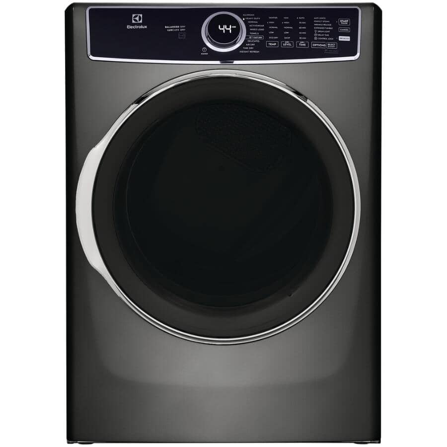 ELECTROLUX:27" 8.0 cu. ft. Electric Front Load Steam Dryer (ELFE763CAT) - with 15 Minute Fast Dry + LuxCare, Titanium