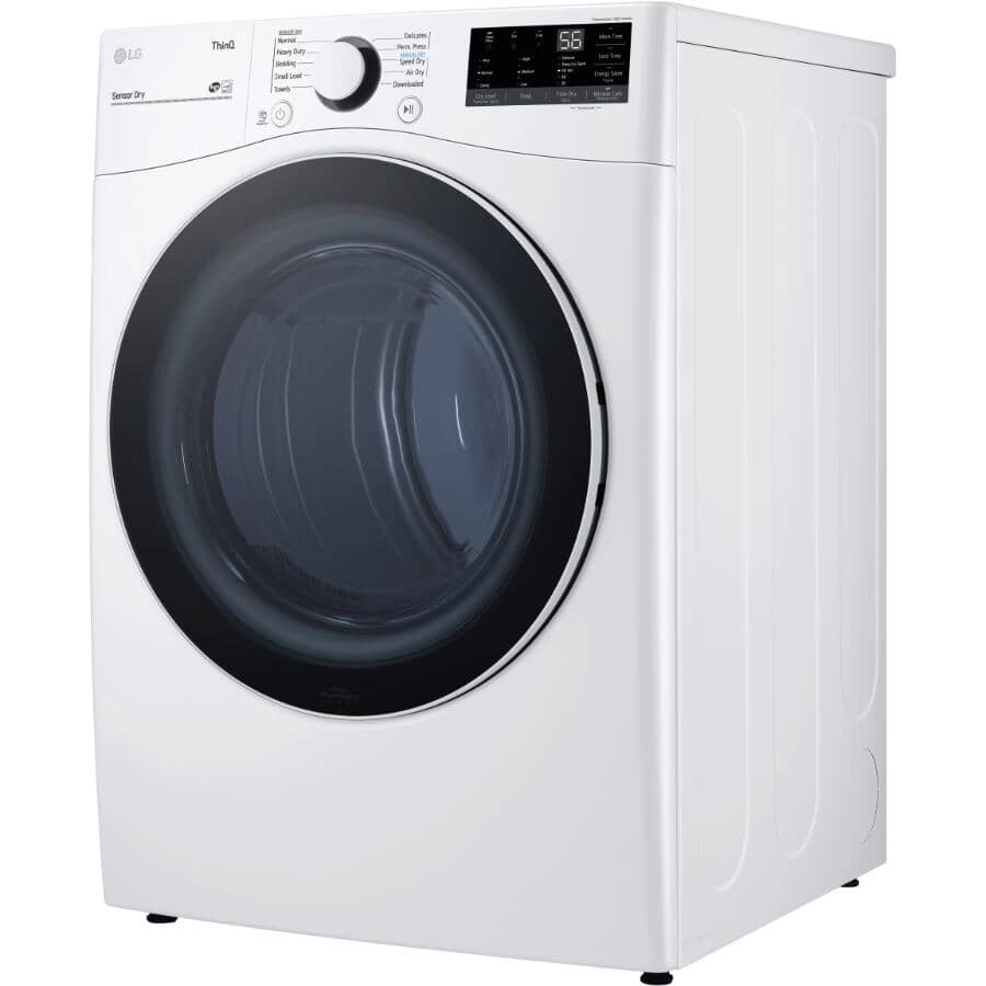 LG:27" 7.4 cu. ft. Electric Front Load Dryer (DLE3600W) with Built-in AI - White