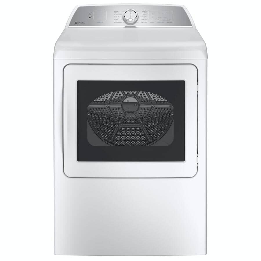 GE PROFILE:27" 7.4 cu. ft. Front Load Gas Dryer (PTD60GBSRWS) - with Built-In Wifi, White