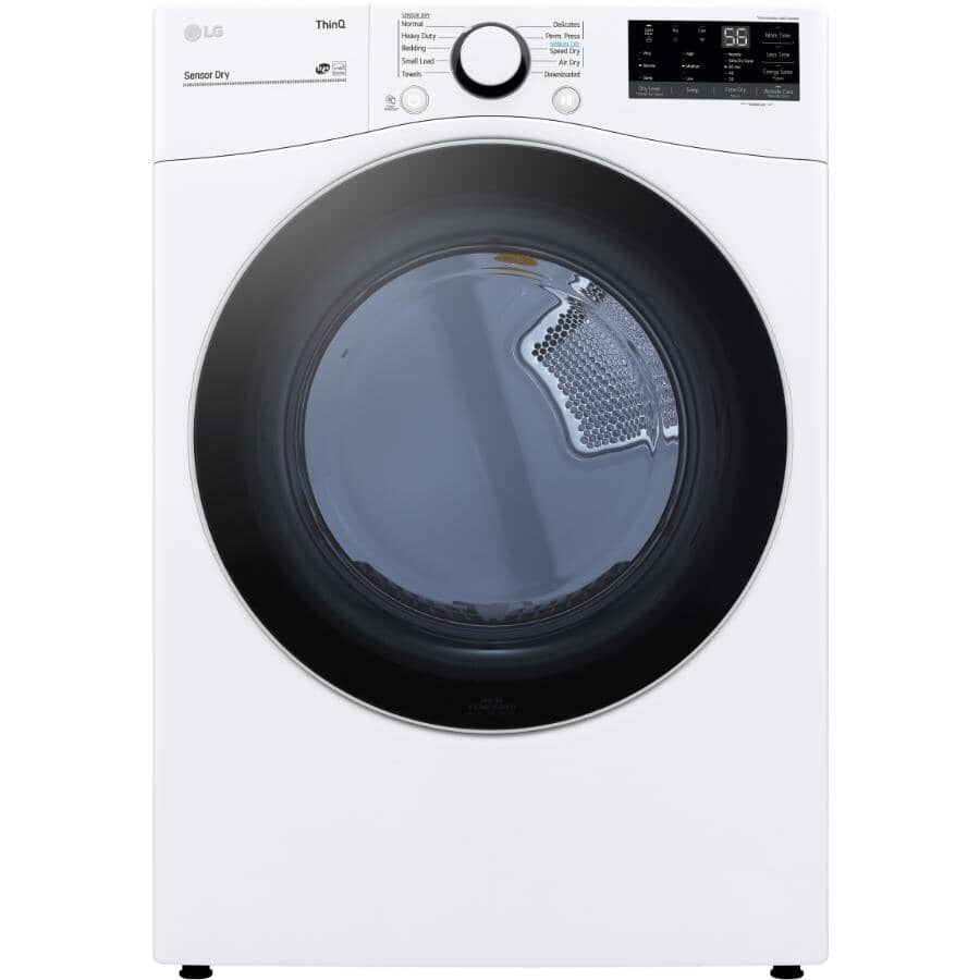 LG:27" 7.4 cu. ft. Front Load Gas Dryer (DLG3601W) - with  Built-In AI, White