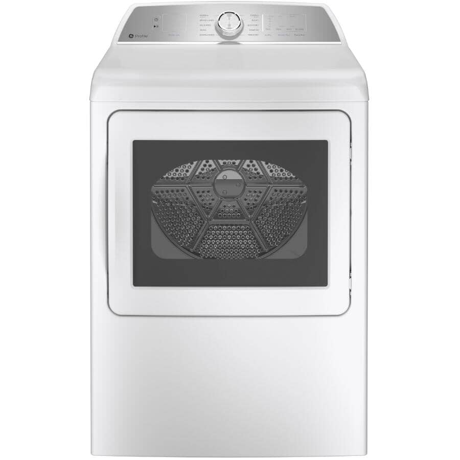 GE PROFILE:27" 7.4 cu. ft. Electric Front Load Dryer (PTD60EBMRWS) - with Built-In Wifi, White