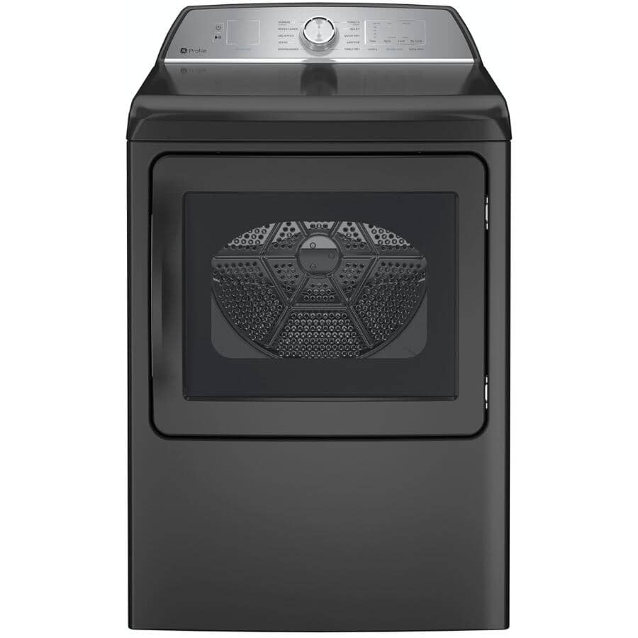 GE PROFILE:27" 7.4 cu. ft. Electric Front Load Dryer (PTD60EBMRDG) - with Built-In Wifi, Diamond Grey