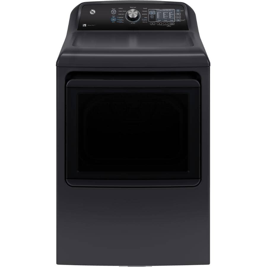 GE:27" 7.4 cu. ft. Electric Front Load Dryer (GTD69EBPTDG) - with SaniFresh Cycle, Diamond Grey
