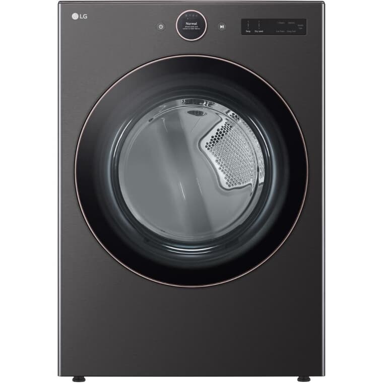 27" 7.4 cu. ft. Ultra Large Capacity Electric Smart Front Load Dryer (DLEX6500B) - with Sensor Dry + Steam Technology, Black Steel