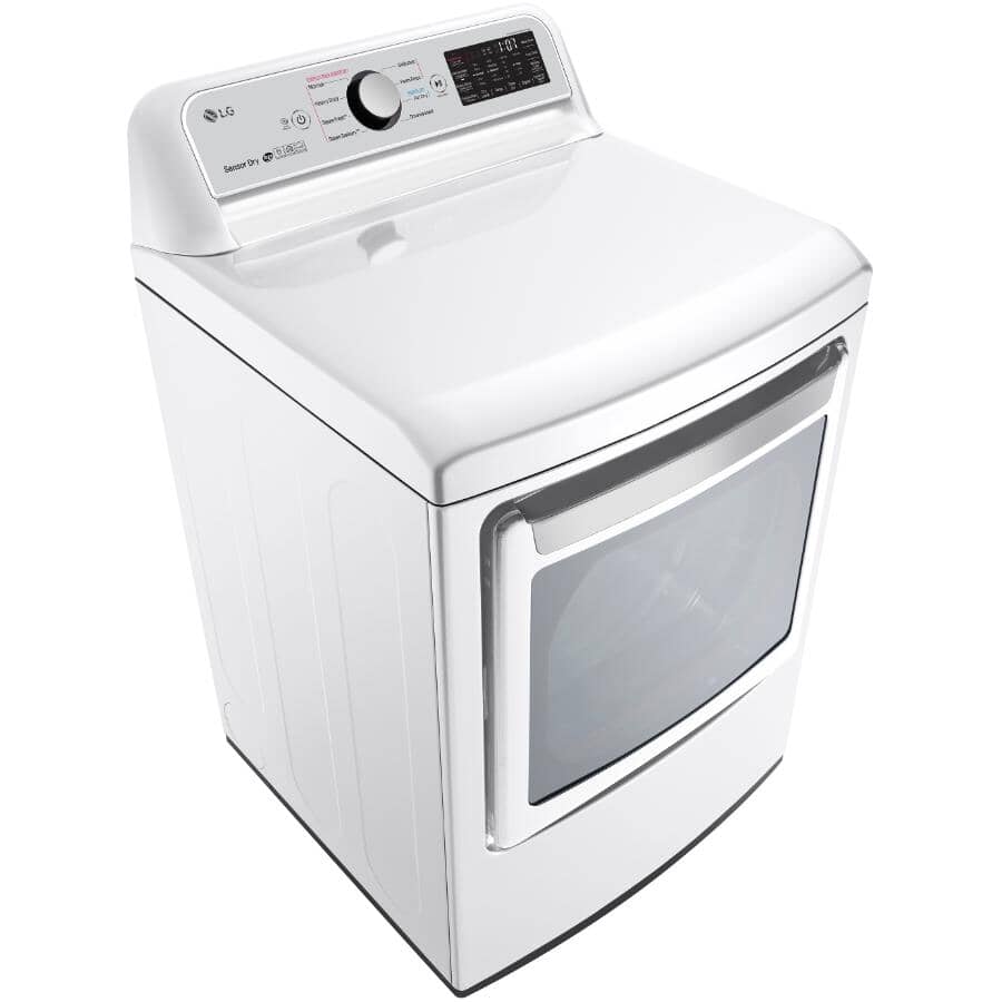 LG:27" 7.3 cu. ft. Electric Front Load Dryer (DLEX7250W) - with TurboSteam, White