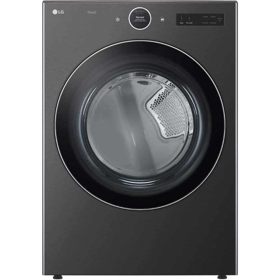 LG:27" 7.4 cu. ft. Ultra Large Capacity Electric Smart Front Load Dryer (DLEX6700B) - with TurboSteam, Black Steel