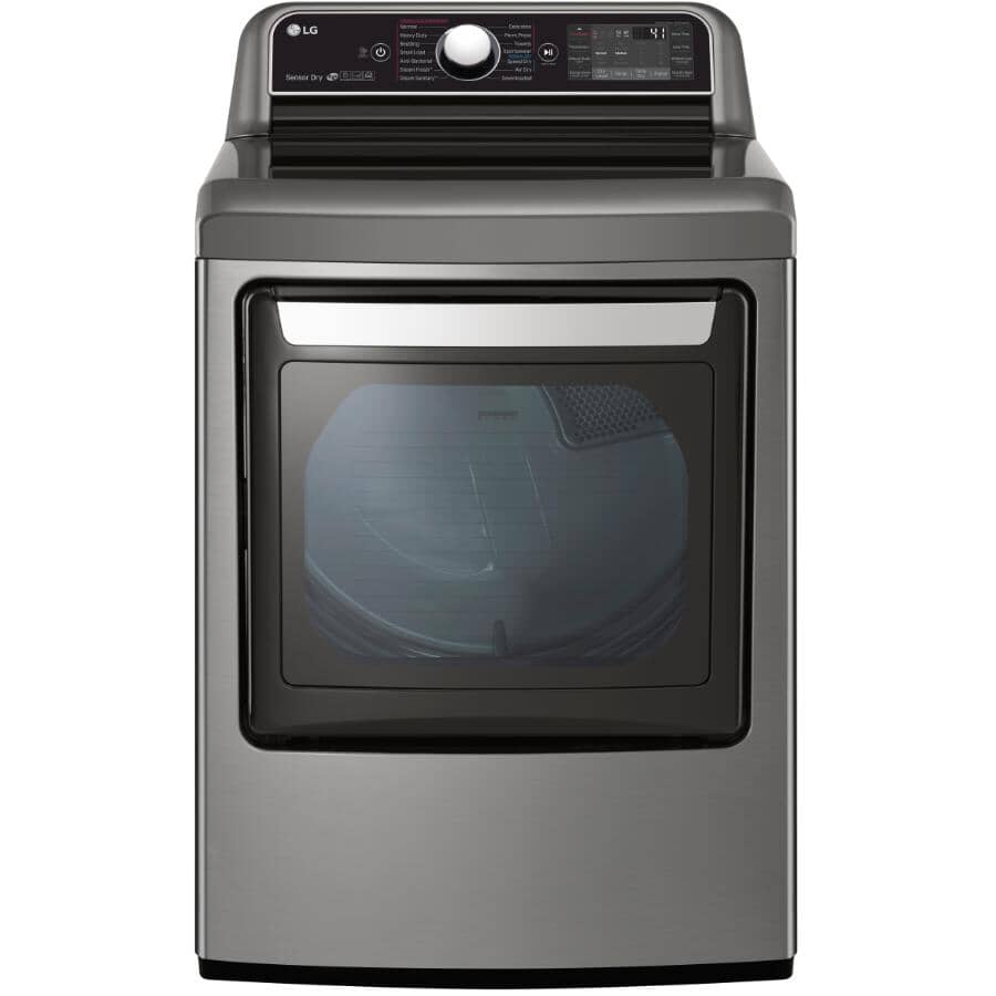 LG:27" 7.3 cu. ft. Electric Front Load Dryer (DLEX7900VE) - with EasyLoad + Dual Opening Door, Graphite Steel