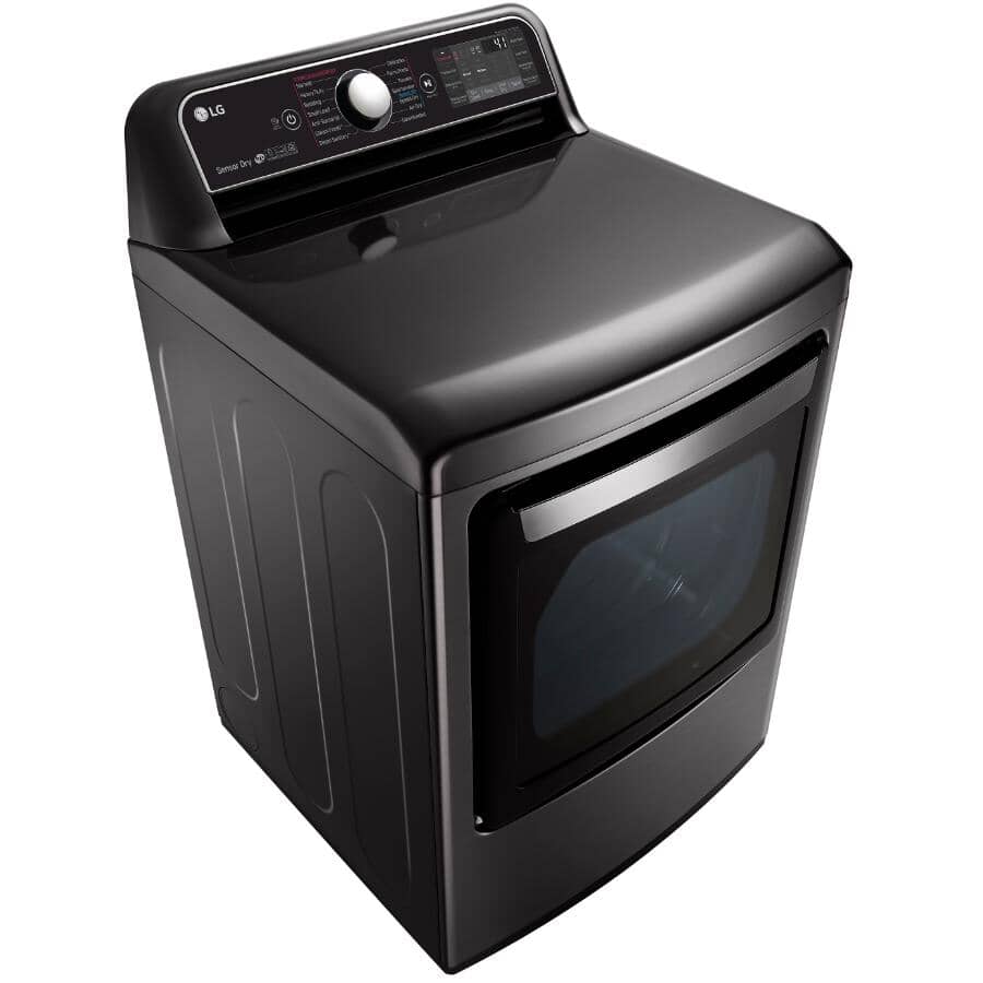 LG:27" 7.3 cu. ft. Electric Front Load Dryer (DLEX7900BE) - with EasyLoad + Dual Opening Door, Black Steel