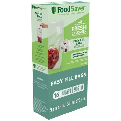 Foodsaver Zipper Bags, Vacuum, 1 Quart - 18 bags
