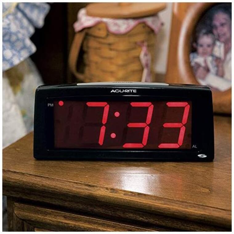 Acu-Rite Electric Black 2 Red LED Display Automatic Alarm Clock