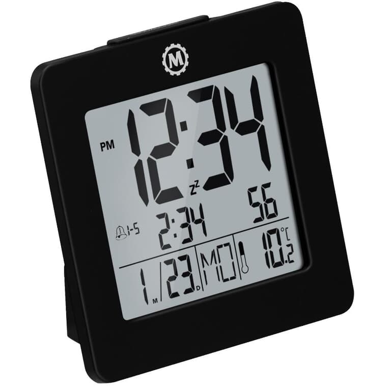 LCD 24 Hour Digital Desktop Alarm Clock - Backlight + Black
