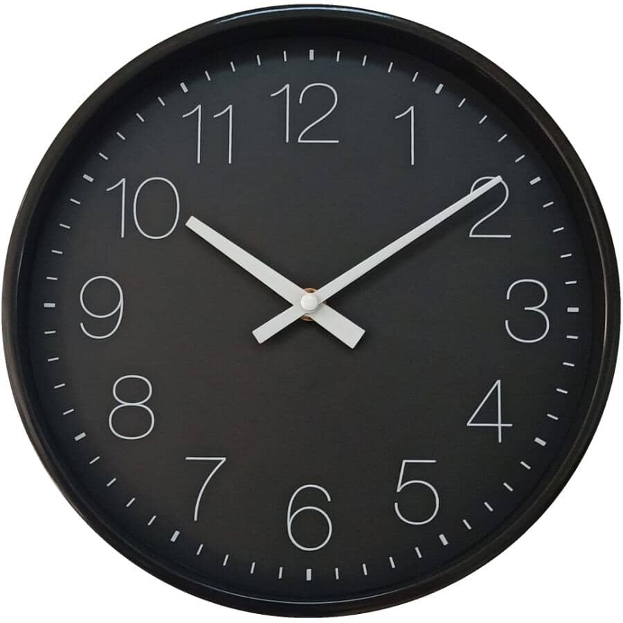 HOME ACCENT:10" Round Wall Clock - Black