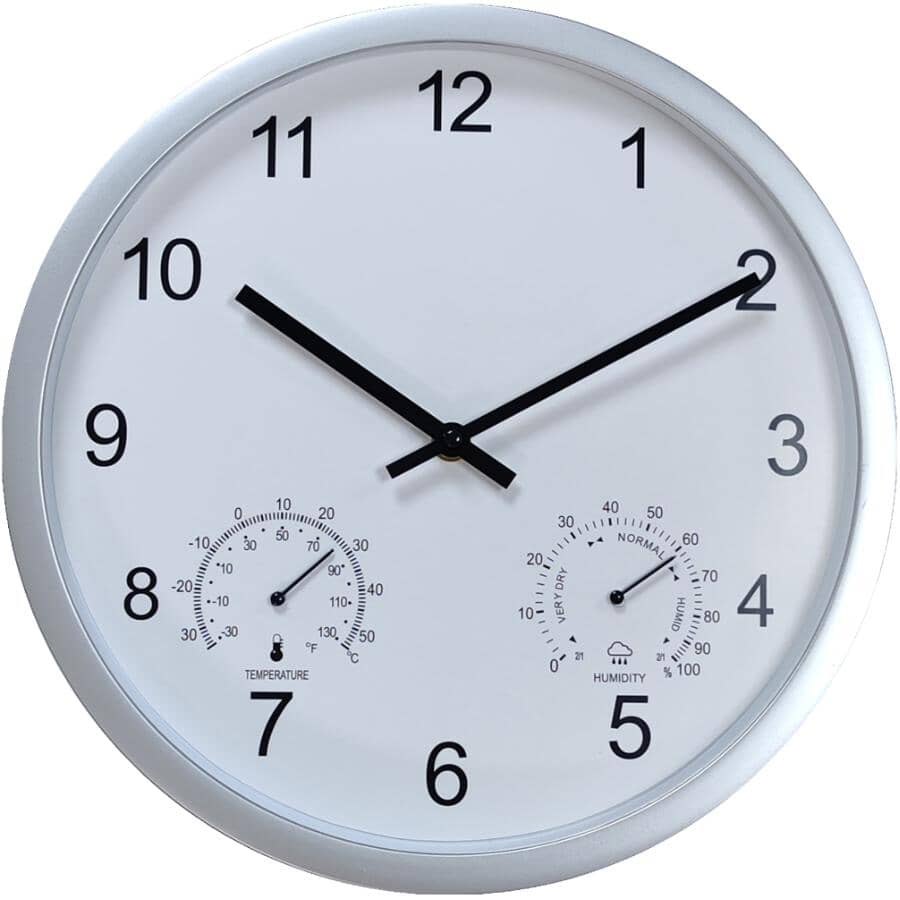 HOME ACCENT:12" Round Wall Clock - Silver
