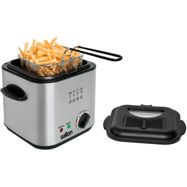 Square Compact Deep Fryer (DF1539) - Stainless Steel, 1.2 L
