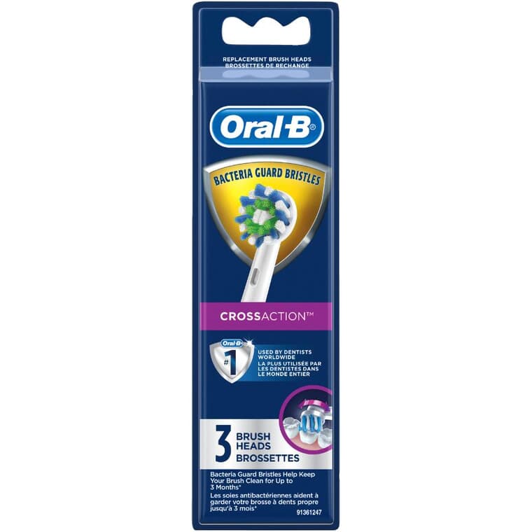 Paquet de 3 têtes de brosse à dents avec protection contre les bactéries
