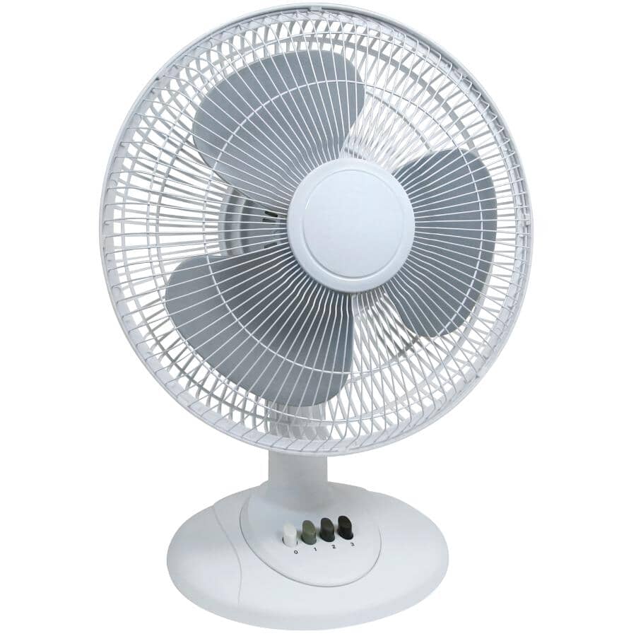 CLASSIC:12" Oscillating Tabletop Fan - with 3 Speeds, White