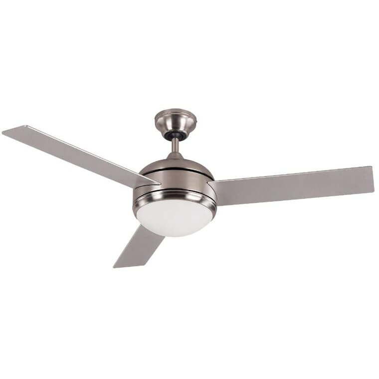 Calibre 48" Ceiling Fan with Light & Remote - Reversible Blades, Brushed Pewter